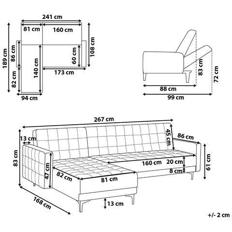 Divano Letto Angolare In Velluto Beige Sabbia Versione Destra Aberdeen - Foto 15