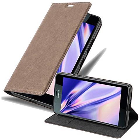Custodia Compatibile Con Nokia Lumia 950 In Bruno Caffè - Coperchio Protettiva Con Chiusura Magnetica, Funzione Stand E Tasca Per Le Carte - Foto 1