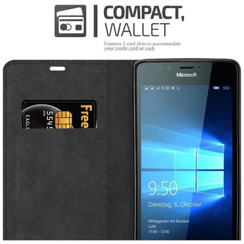 Custodia Compatibile Con Nokia Lumia 950 In Bruno Caffè - Coperchio Protettiva Con Chiusura Magnetica, Funzione Stand E Tasca Per Le Carte - Foto 9