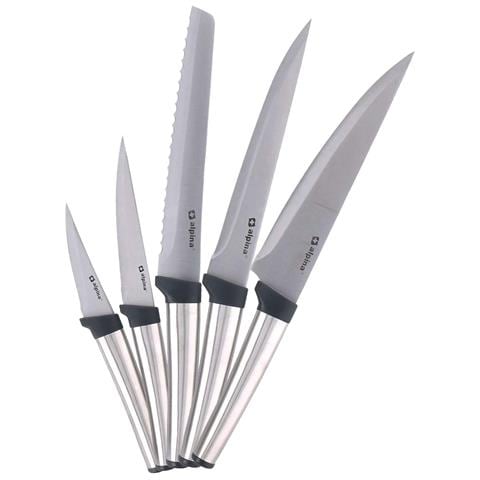Set Di Coltelli 5 Pezzi In Acciaio Inossidabile Per Cucina Multifunzione, Nero / Argento - Foto 7