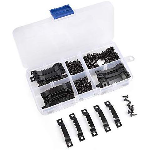 100set Dente Di Sega Hanger Immagine Con Viti Photo Frame Hanging Ganci Con Vano Di Sicurezza - Nero - Foto 1