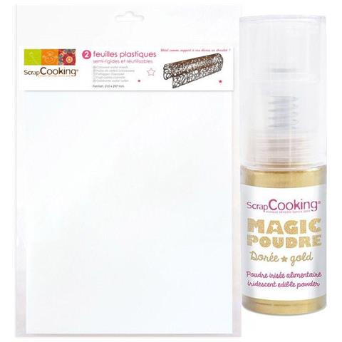 2 Fogli Di Plastica Pasticceria Semi-rigidi A4 + Polvere Dorato - Foto 1