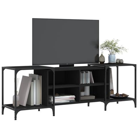 Mobile Porta Tv Nero 153x37x50 Cm In Legno Multistrato - Foto 3