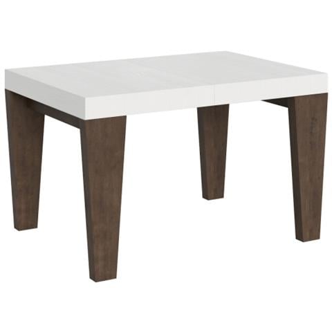 Tavolo Allungabile 90x130/390 Cm Spimbo Mix Piano Bianco Frassino - Gambe Noce - Cemento /bianco Frassino - Foto 1
