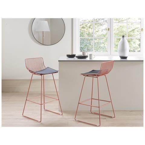 Set Di 2 Sedie Alte Fredonia Metallo Oro Rosa - Foto 1