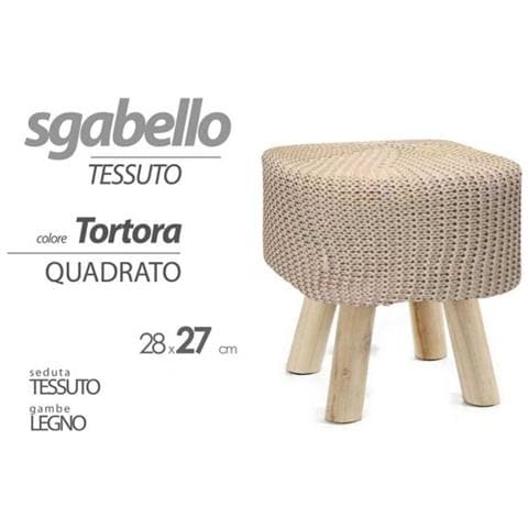 Trade Shop - Pouf Sgabello Poggiapiedi Quadrato Moderno Piedi In Legno Tortora 27x28cm 827709 - Foto 1