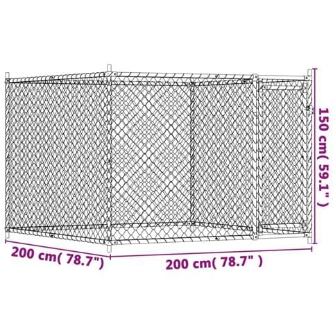 Gabbia per Cani con Porta Grigia 2x2x1,5 m in Acciaio Zincato - Foto 7
