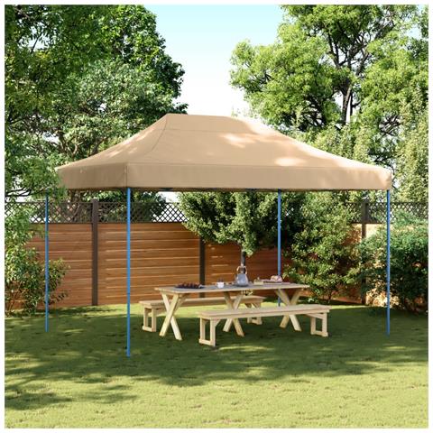 Tenda Da Festa Pieghevole Pop-up Beige 410x279x315 Cm - Foto 1
