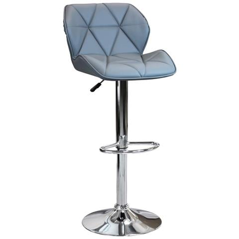 Sgabello In Metallo Girevole E Regolabile Con Seduta In Ecopelle Praga - Grey - Foto 1