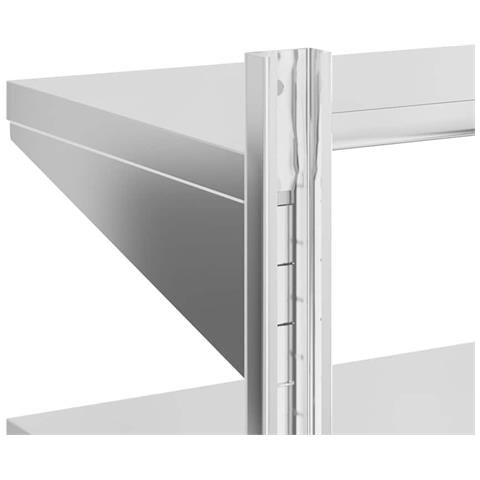 Mensola Muro 2 Ripiani 75x30x60cm Argento Acciaio Inossidabile - Foto 2
