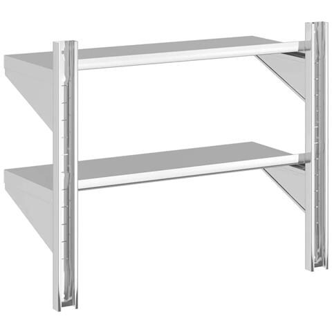 Mensola Muro 2 Ripiani 75x30x60cm Argento Acciaio Inossidabile - Foto 10