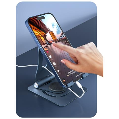 Supporto Per Telefono Da Scrivania In Lega Di Alluminio Girevole A 360° Grey - Foto 4