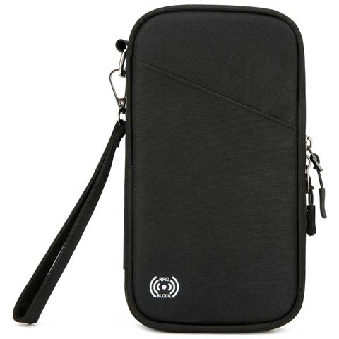 Portafoglio Portapassaporto Da Viaggio Con Blocco Rfid E Organizer Per Documenti Black - Foto 1