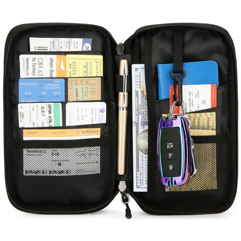 Portafoglio Portapassaporto Da Viaggio Con Blocco Rfid E Organizer Per Documenti Black - Foto 2