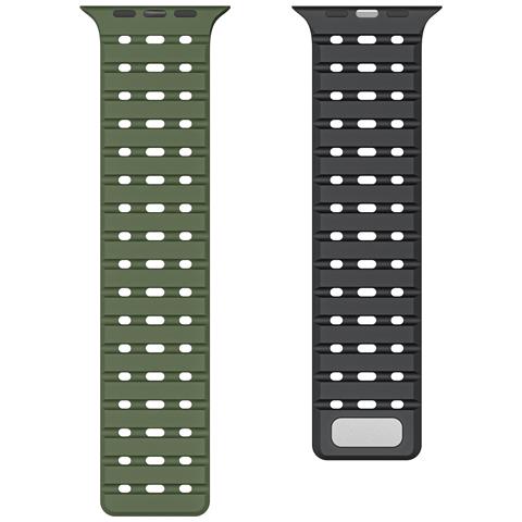 Cinturino Magnetico Traspirante Per Apple Watch Serie 1-9 Generazioni 42/44/45mm Grass Color - Foto 2