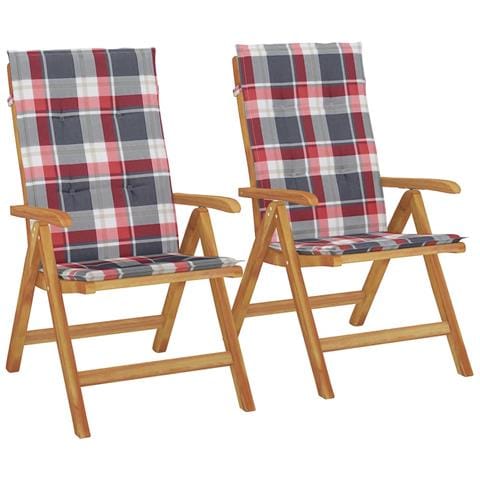 Sedie da Giardino Reclinabili con Cuscini 2 pz in Legno di Teak - Foto 1
