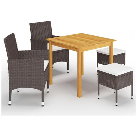 Set Mobili da Pranzo per Giardino 5 pz Marrone - Foto 1