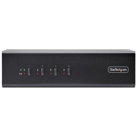 KVM Switch DisplayPort a 4 Porte con Doppio Monitor, 4K 60Hz, 2x Porte Hub USB 5Gbps, 2x Porte HID USB 2.0, Commutazione con Hotkey e Pulsanti, Conformità TAA - Audio 3,5 mm, HDCP - Foto 7
