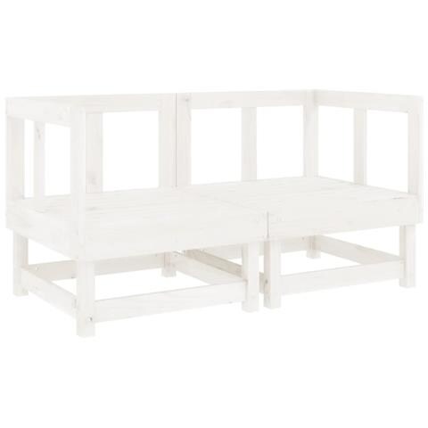Set Salotto Da Giardino 7 Pz Bianco In Legno Massello Di Pino - Foto 3