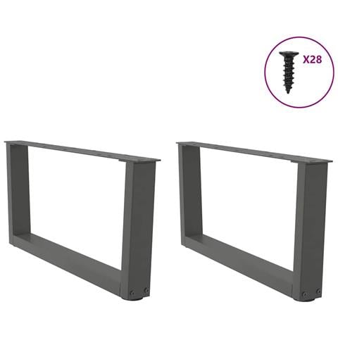 Gambe Tavolo Pranzo A V 2 Pz Antracite 70x(30-31,3)cm Acciaio - Foto 3