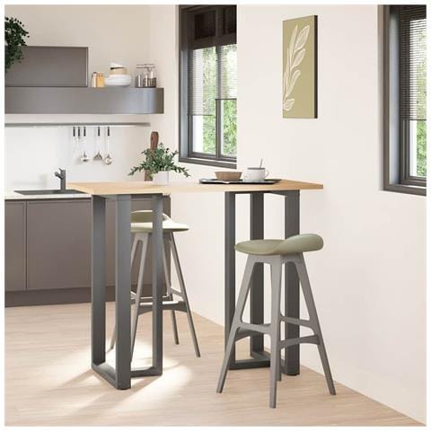 Gambe Tavolo Bar A T 2 Pz Antracite 60x35x(110-111) Cm Acciaio - Foto 2