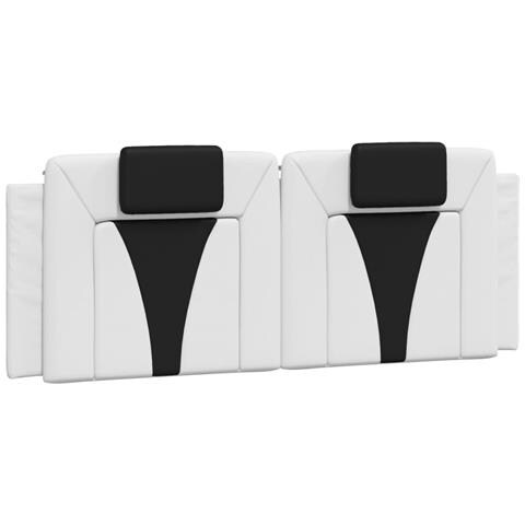 Cuscino Testiera Bianco E Nero 140 Cm In Similpelle - Foto 2