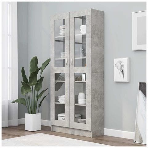 Armadietto Vetrina Grigio Cemento 82,5x30,5x185,5cm Multistrato - Foto 2