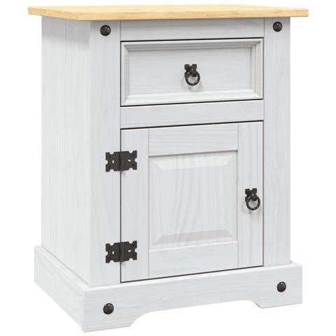 Lusso Casadino -  Comodino In Legno Di Pino Messicano Corona Bianco 53x39x67 Cm - Foto 1