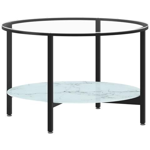 Lusso Casadino -  Tavolino Da Salotto Nero E Marmo Bianco 70cm In Vetro Temperato - Foto 1