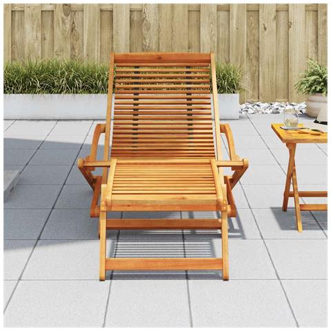 Lusso Casadino - Sedia A Sdraio Con Poggiapiedi In Legno Massello Di Acacia - Foto 2