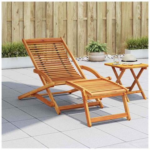 Lusso Casadino - Sedia A Sdraio Con Poggiapiedi In Legno Massello Di Acacia - Foto 8