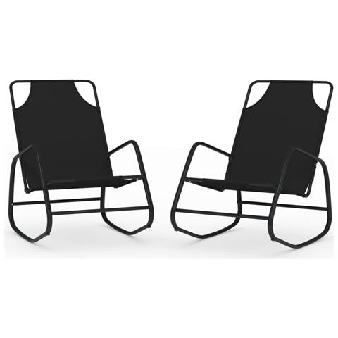 Lusso Casadino - Lettini Prendisole A Dondolo 2 Pz In Acciaio E Textilene Nero - Foto 1