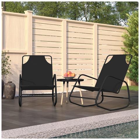 Lusso Casadino - Lettini Prendisole A Dondolo 2 Pz In Acciaio E Textilene Nero - Foto 7