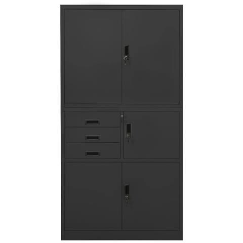 Lusso Casadino -  Armadio Per Ufficio Antracite 90x40x180 Cm In Acciaio - Foto 1