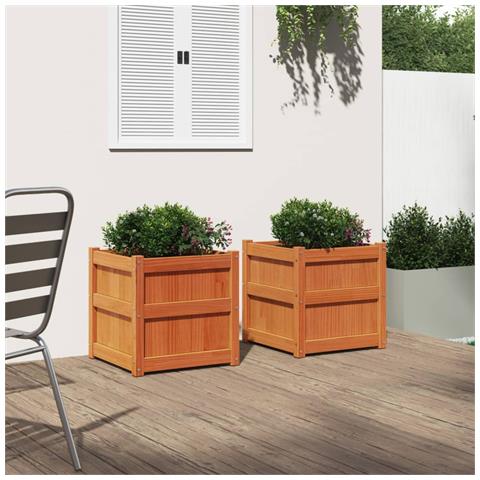 Lusso Casadino -  Fioriere Da Giardino 2pz Marrone Cera Legno Massello Di Pino - Foto 2