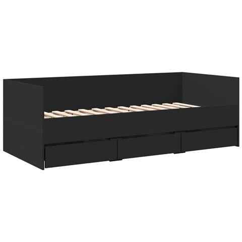 Divano Letto Con Cassetti Senza Materasso Nero 75x190 Cm - Foto 2