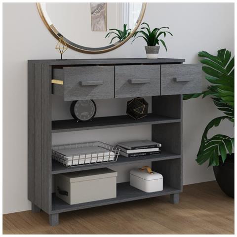 Consolle Hamar Grigio Scuro 90x35x90 Cm Legno Massello Di Pino - Foto 2