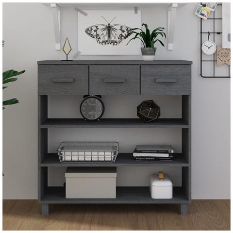 Consolle Hamar Grigio Scuro 90x35x90 Cm Legno Massello Di Pino - Foto 8