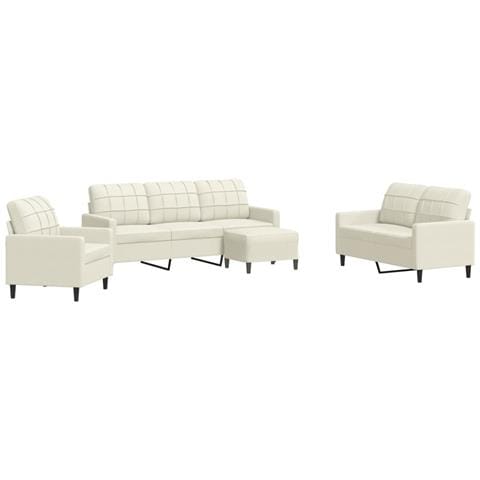 Set di Divani 4 pz con Cuscini Crema in Velluto - Foto 1