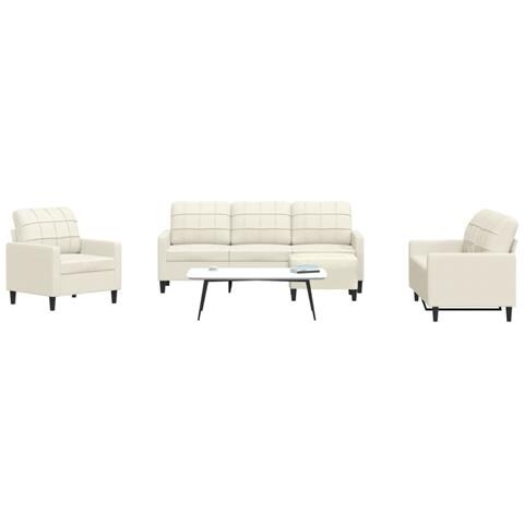 Set di Divani 4 pz con Cuscini Crema in Velluto - Foto 2