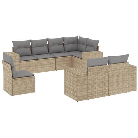 Set Divano da Giardino 8 pz con Cuscini Beige in Polyrattan - Foto 1