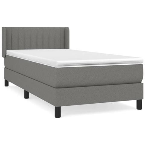 Giroletto a Molle con Materasso Grigio Scuro 90x200 cm Tessuto - Foto 1