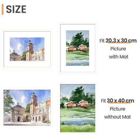 Cornice Portafoto Bianca In Pvc 28x36 Cm Con Passepartout - Set Da 5, Decorazione Da Parete Fai Da Te - Foto 2