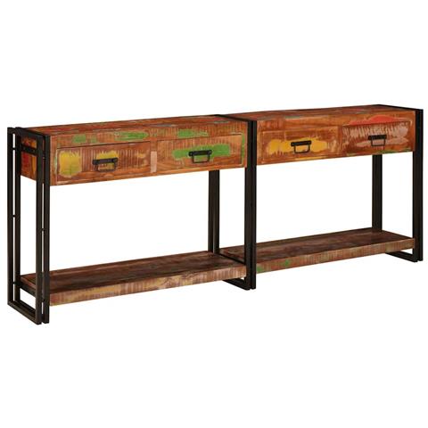 Tavoli consolle 2 pcs Multicolore Legno massello di recupero - Foto 2