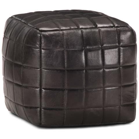 Lusso Casadino -  Pouf Nero 40x40x40 Cm In Vera Pelle Di Capra - Foto 2