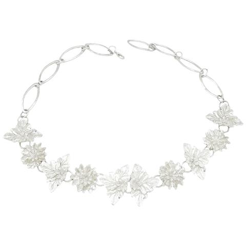 Cintura Con Rosetta A Forma Di Fiore 3d Su Catena Placcata In Argento - Foto 1