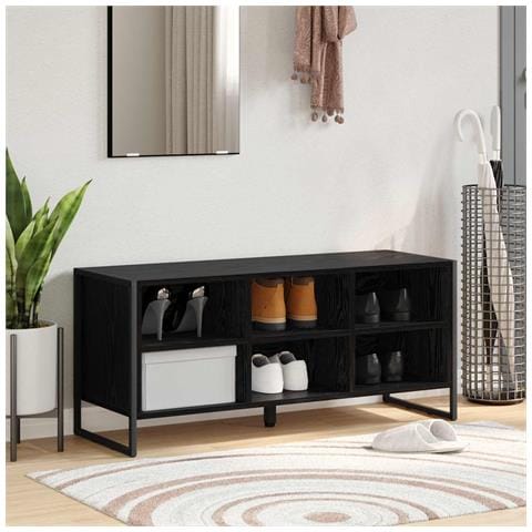 Mobile per scarpe Rovere Nero 60 x 35 x 44 cm Legno multistrato - Foto 2
