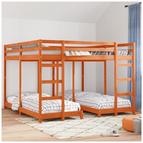 Struttura letto a castello triplo Marrone cerato 200 x 200 cm - Foto 2