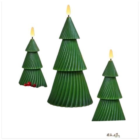 Set Di 3 Candele Led Albero Di Natale - Festive, Senza Fiamma E Con Telecomando - Foto 2