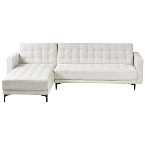 Divano Letto Angolare Modulare 4 Posti Aberdeen Tessuto Bianco Sporco Lato Destro - Foto 2